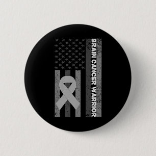 Brain Cancer Warrior Usa American Flag Dad Men Bra 6 Cm Round Badge