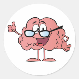 Brain Cartoon Character Giving The Thumbs Up Classic Round Sticker