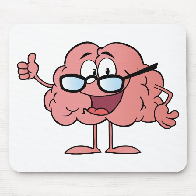 Brain Cartoon Character Giving The Thumbs Up Mouse Mat (Front)