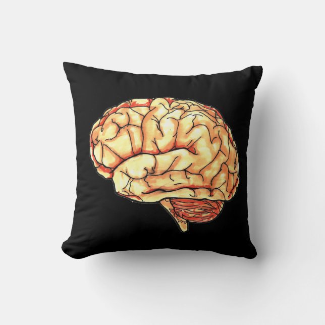 Brain colour/B&W throw pillow (Front)