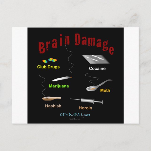 Brain Damage Black Postcard (Front)