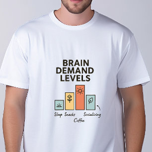 Brain Demand Levels T-Shirt Funny Coffee Humour Te