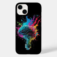 Brain Design With Colourful Bulb Explosion