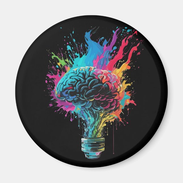 Brain Design With Colourful Bulb Explosion Magnet (Front)