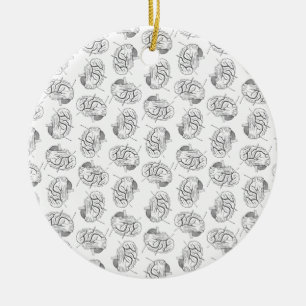 Brain Diagrams Vintage Art CUSTOM BACKGROUND COLOR Ceramic Tree Decoration