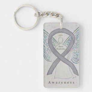 Brain Disabilities Angel Awareness Ribbon Keychain