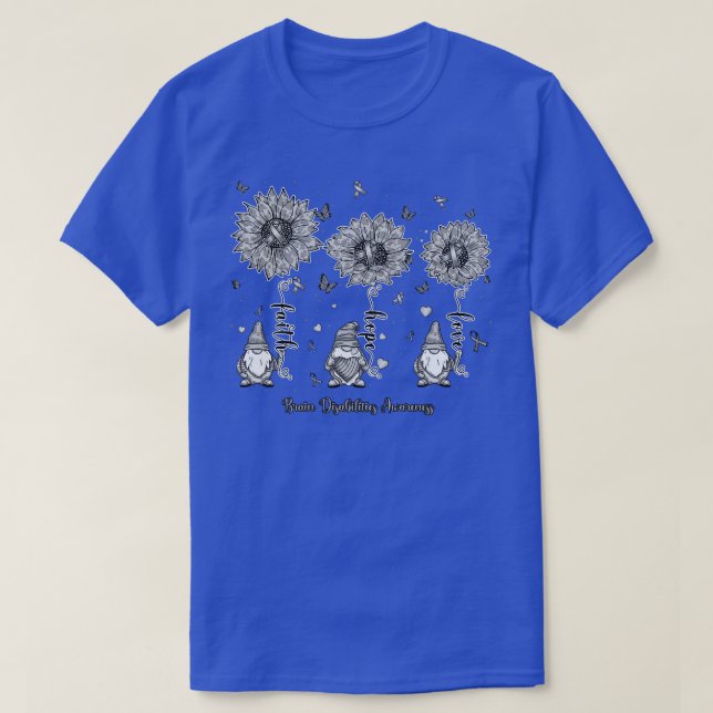Brain Disabilities Awareness gnome faith hope sunf T-Shirt (Design Front)