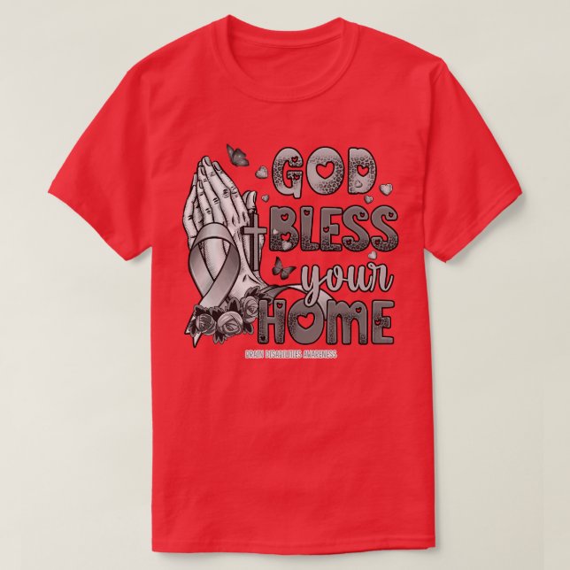 Brain Disabilities Awareness god bless faith hope T-Shirt (Design Front)