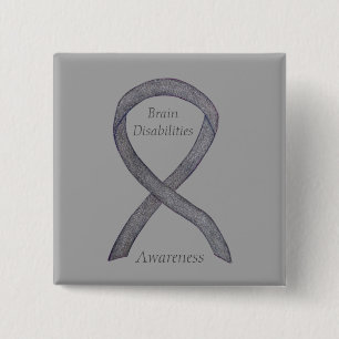 Brain Disabilities Awareness Ribbon Custom Pin