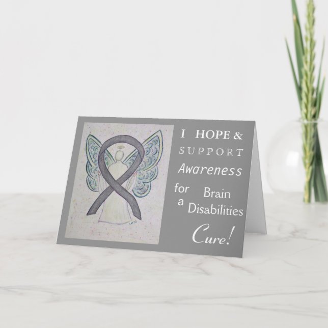 Brain Disabilities Awareness Ribbon Greeting Card (Front)