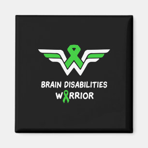 Brain Disabilities Awareness Warrior Green Ribbon Magnet