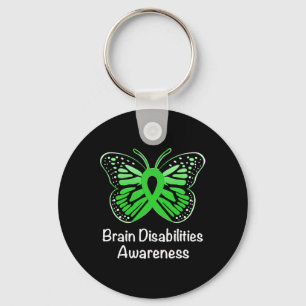 Brain Disabilities Awareness Warrior Support Green Key Ring