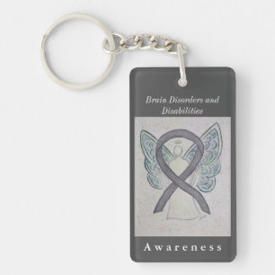 Brain Disorders and Disabilities Ribbon Keychain