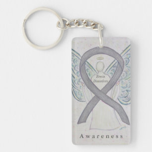 Brain Disorders Angel Awareness Ribbon Keychain