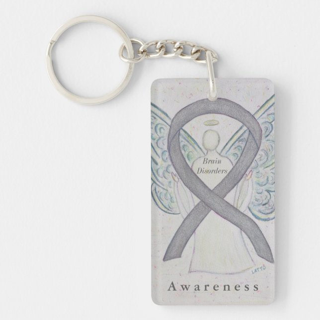 Brain Disorders Angel Awareness Ribbon Keychain (Front)