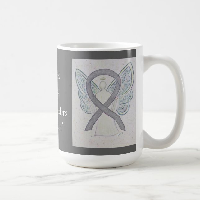 Brain Disorders Awareness Ribbon Angel Custom Mug (Right)