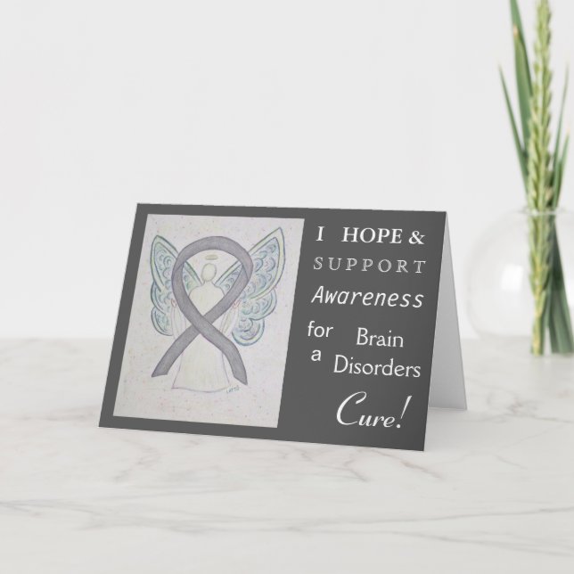 Brain Disorders Awareness Ribbon Greeting Card (Front)