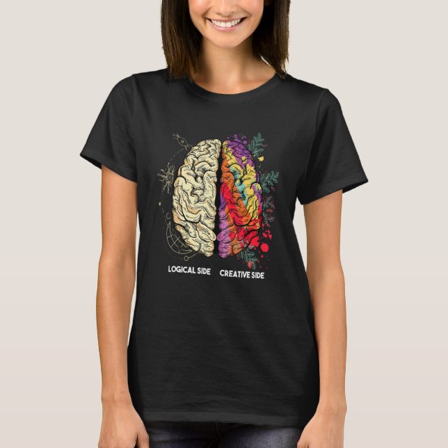 Brain Divided In Two Parts By A Creative And A Log T-Shirt (Front)