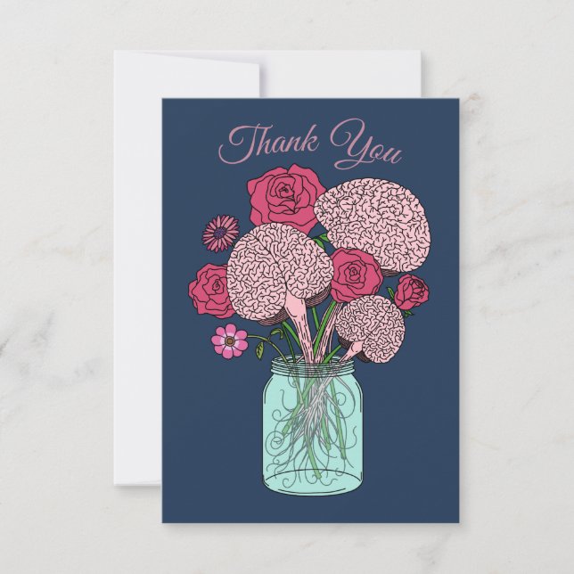 Brain Flower Bouquet Thank You Card (Front)