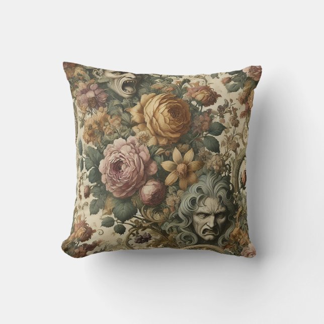 Brain Fog – Gothic Floral  Cushion (Front)