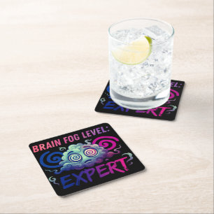Brain Fog Level: Expert – Perimenopause Humour Square Paper Coaster