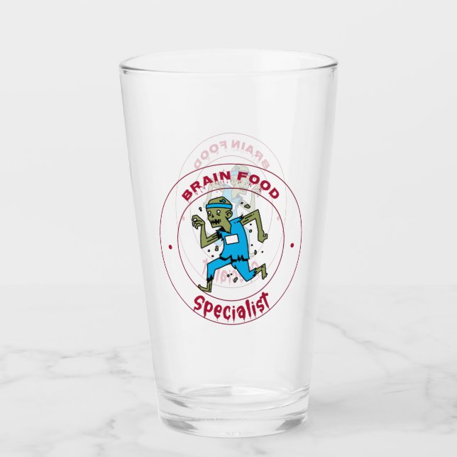 Brain Food Specialist zombie brain Glass (Front)