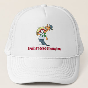 Brain Freeze Champion Ice Cream Funny Cartoon Trucker Hat