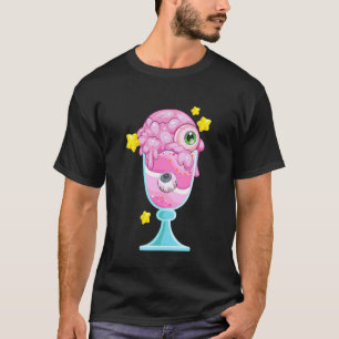 Brain Freeze Eyeball Milkshake Pink Surreal Desser T-Shirt