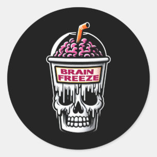 Brain Freeze Skull Spooky Halloween Drink Design  Classic Round Sticker