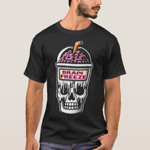 Brain Freeze Skull Spooky Halloween Drink Design T-Shirt