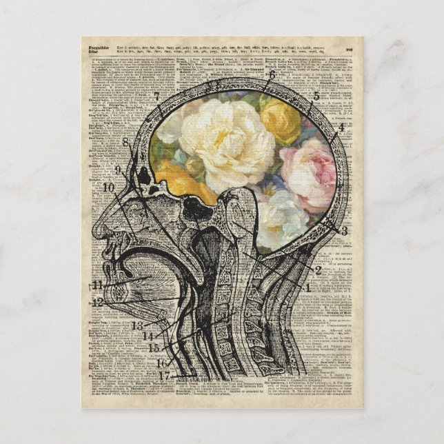 Brain Full Of Flowers,Nature Lover Dictionary Art Postcard (Front)