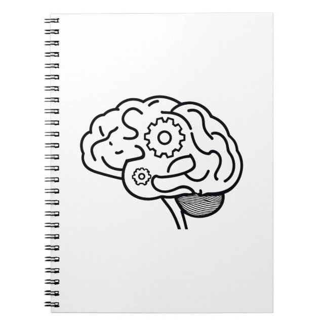 Brain Gears Line Art Entrepreneur Mindset Thinker  Notebook (Front)