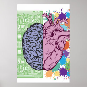 Brain heart balance emotion poster
