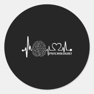 Brain Heartbeat Line Psychologist Mental Health Aw Classic Round Sticker