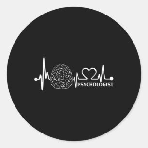 Brain Heartbeat Line Psychologist Mental Health Aw Classic Round Sticker