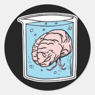 brain in a jar classic round sticker