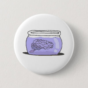 brain in fishbowl 6 cm round badge