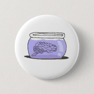 brain in fishbowl 6 cm round badge