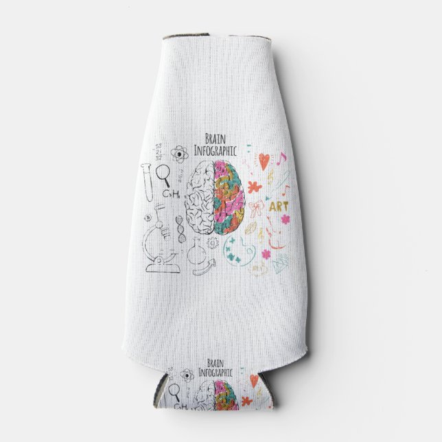 Brain Infographic Bottle Cooler (Front)