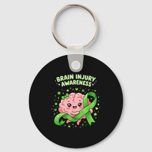 Brain injury awareness cute green ribbon mentalBra Key Ring