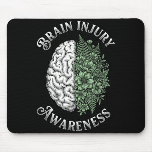 Brain injury awareness floral mental health Brain Mouse Mat