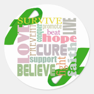 Brain Injury Green Ribbon Inspiration Stickers