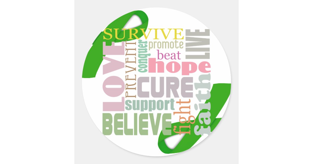 Brain Injury Green Ribbon Inspiration Stickers | Zazzle