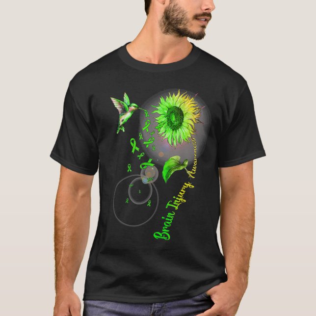 Brain Injury Sunflower Hummingbird T-Shirt (Front)