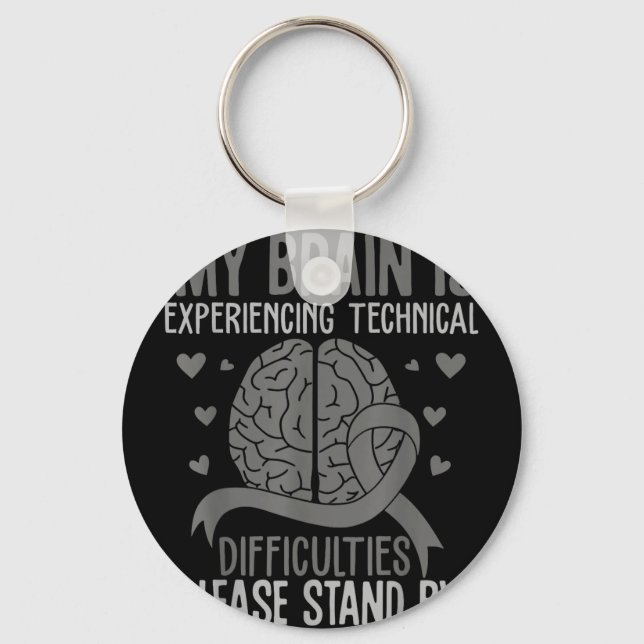 Brain is experiencing technical difficulties stand key ring (Front)