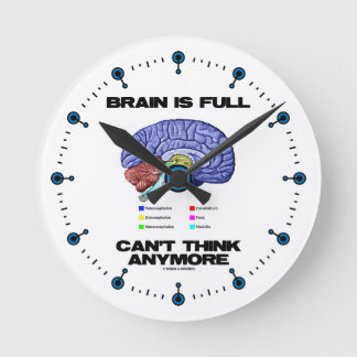 Brain Is Full Can't Think Anymore (Brain Anatomy) Round Clock