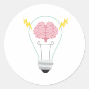 Brain Light Bulb Classic Round Sticker