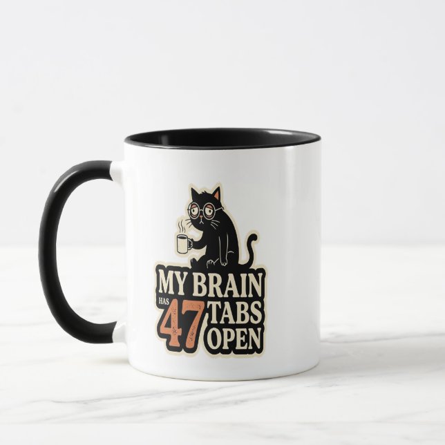 Brain Loading... Forever Funny Cat Coffee Mug (Left)