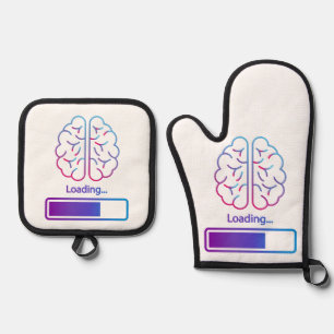 brain loading oven mitt & pot holder set