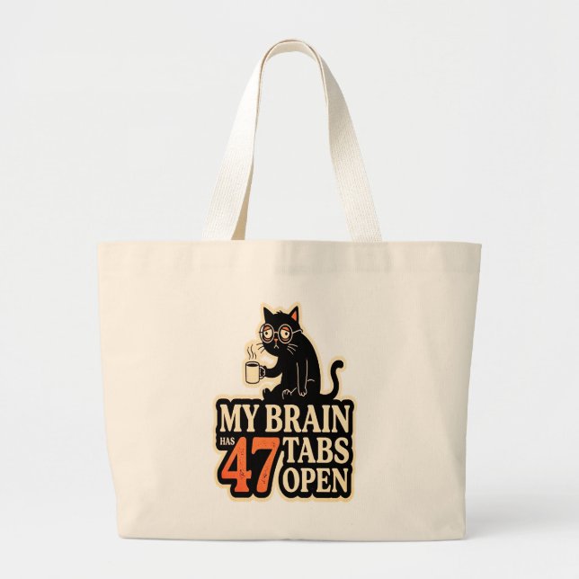 “Brain Loading… Please Wait”  أ Large Tote Bag (Front)